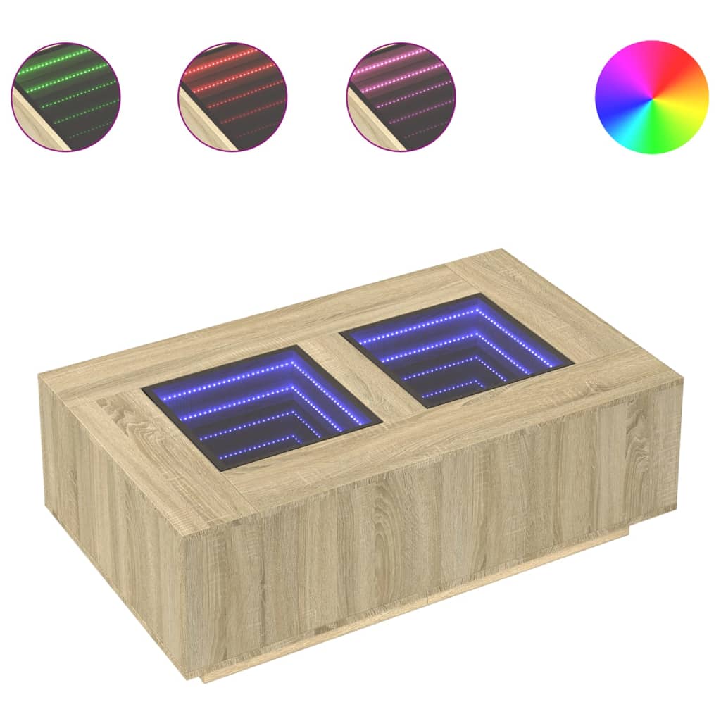 Coffee table with Infinity LED Sonoma oak 116x69x40 cm