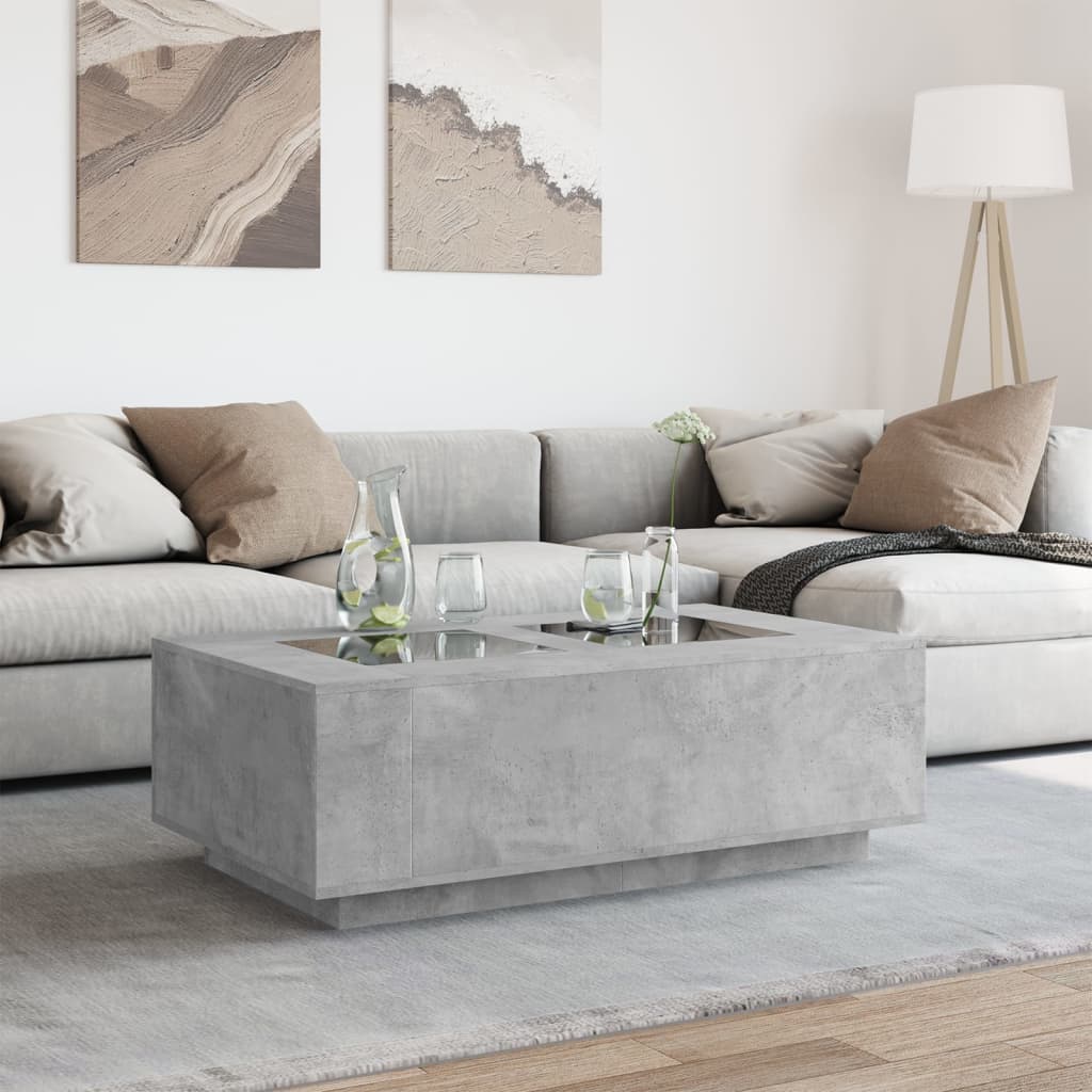 Coffee table with Infinity LED concrete grey 116x69x40 cm