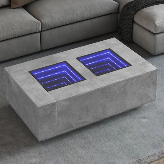 Coffee table with Infinity LED concrete grey 116x69x40 cm
