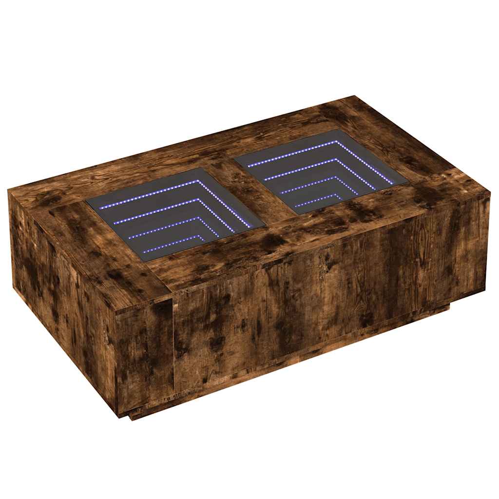 Table basse avec LED Infinity en chêne fumé 116x69x40 cm