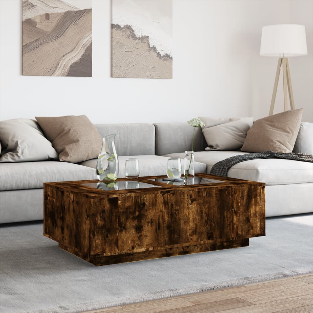 Table basse avec LED Infinity en chêne fumé 116x69x40 cm