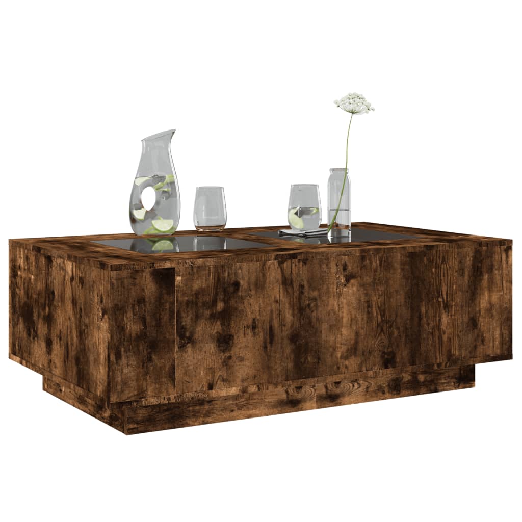 Table basse avec LED Infinity en chêne fumé 116x69x40 cm