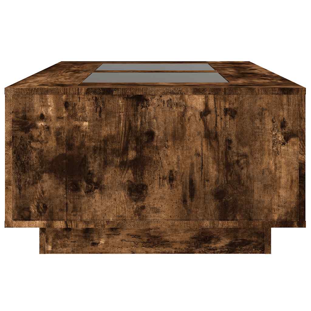 Table basse avec LED Infinity en chêne fumé 116x69x40 cm