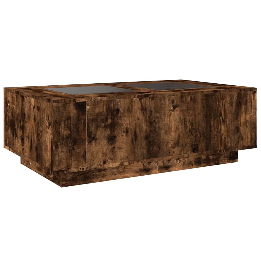 Table basse avec LED Infinity en chêne fumé 116x69x40 cm