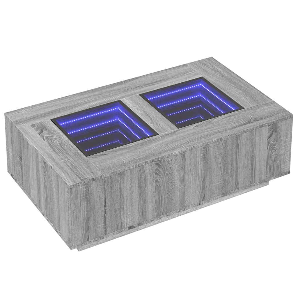 Coffee table with Infinity LED, Sonoma Grey 116x69x40 cm