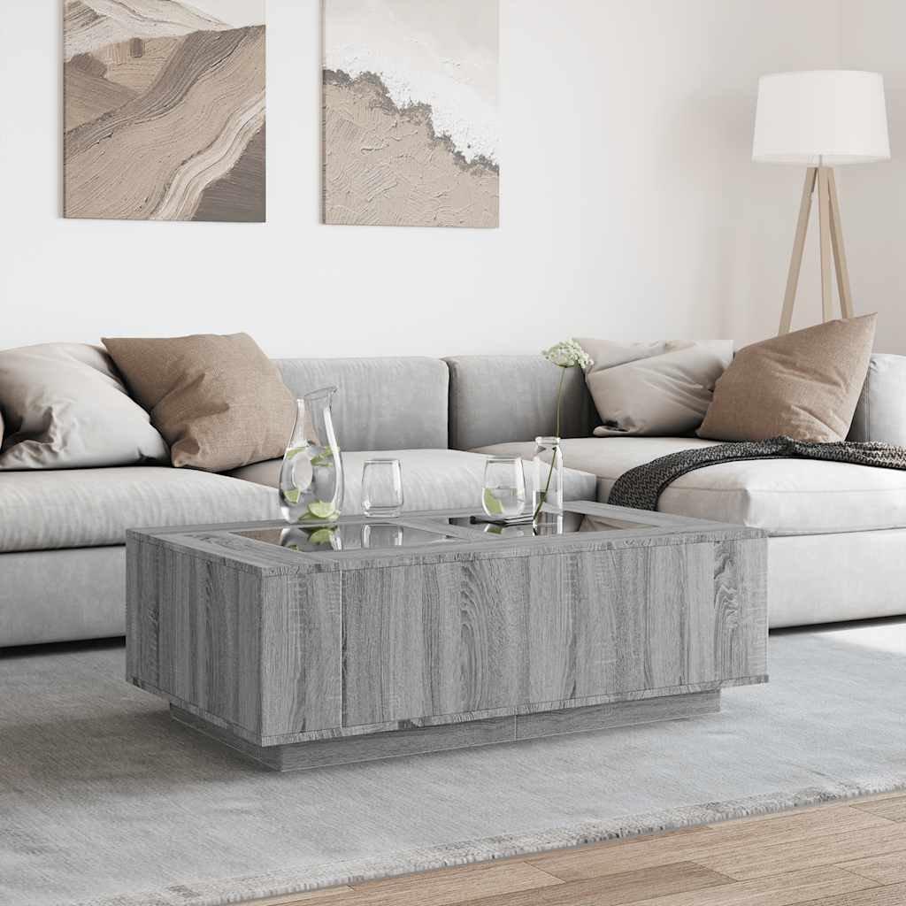 Coffee table with Infinity LED, Sonoma Grey 116x69x40 cm