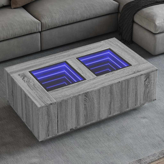 Coffee table with Infinity LED, Sonoma Grey 116x69x40 cm