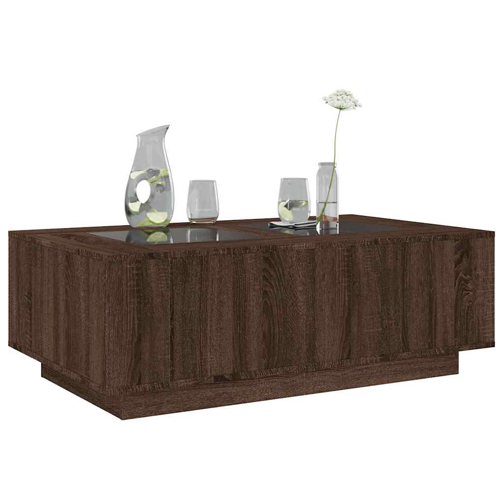 Table basse avec LED Infinity aspect chêne marron 116x69x40 cm
