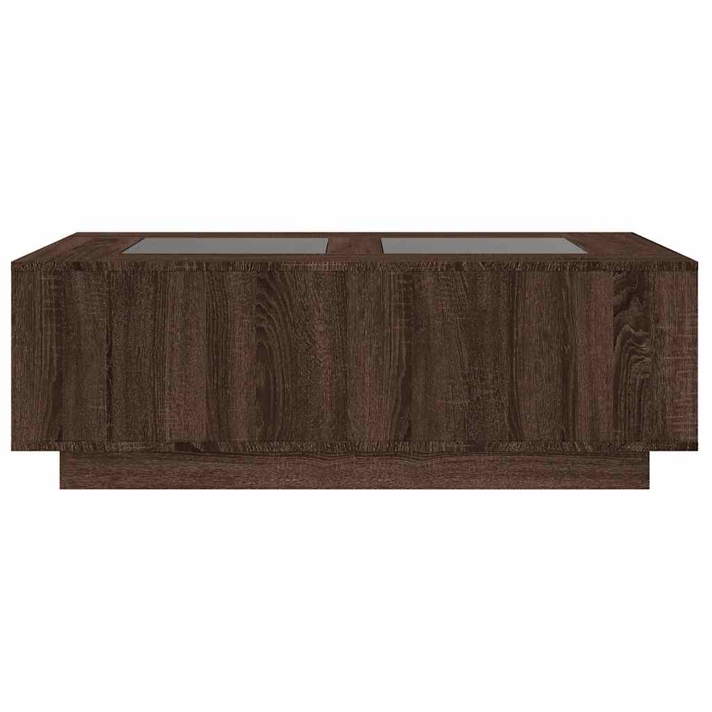 Table basse avec LED Infinity aspect chêne marron 116x69x40 cm