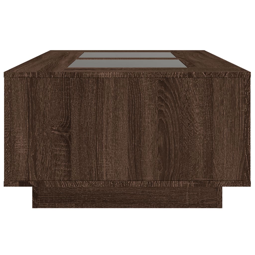 Table basse avec LED Infinity aspect chêne marron 116x69x40 cm