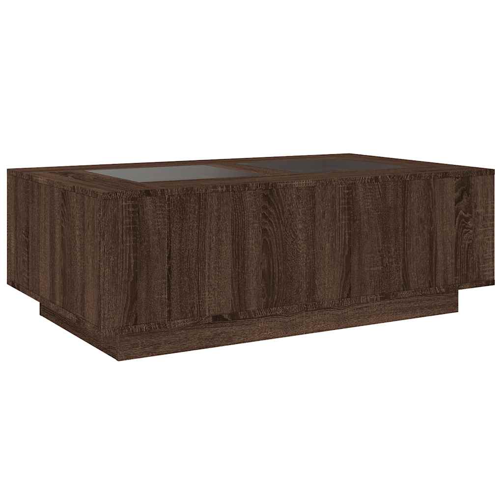 Table basse avec LED Infinity aspect chêne marron 116x69x40 cm