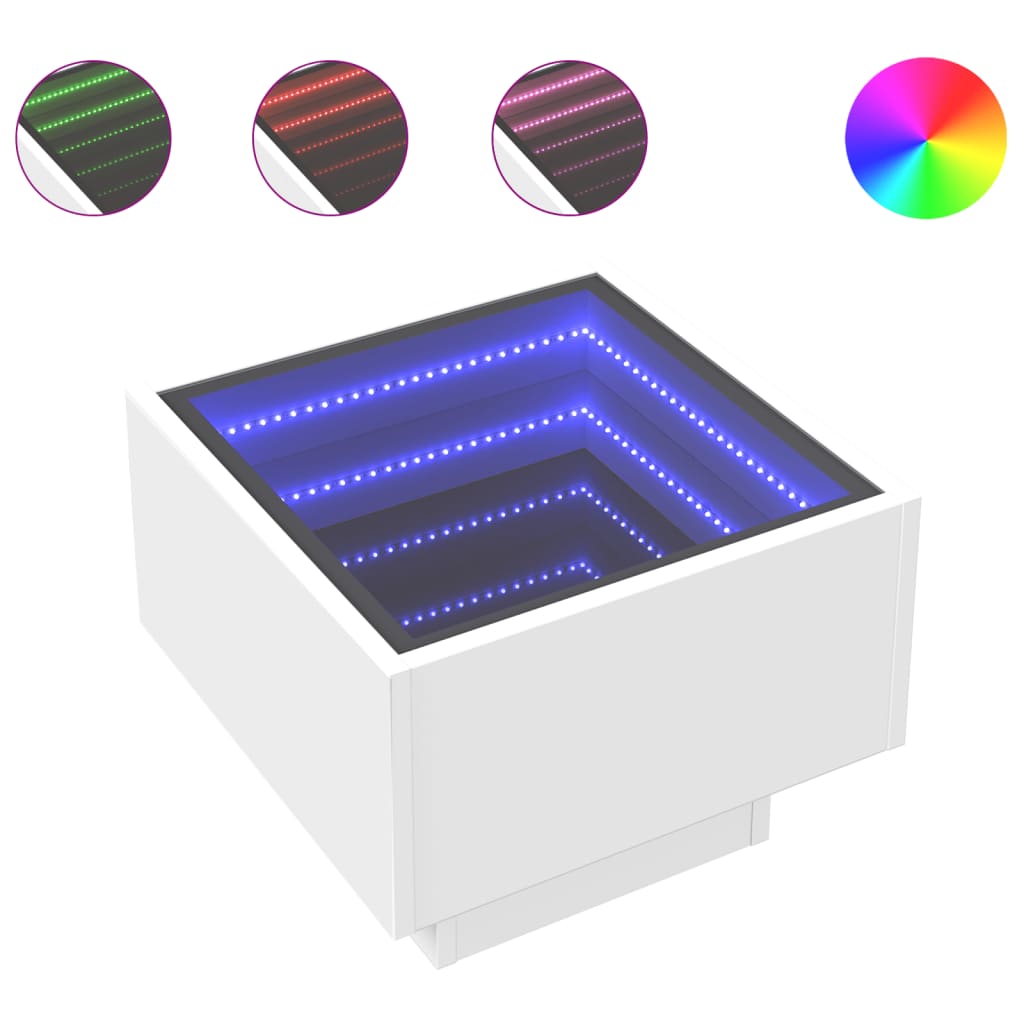 Bedside table with Infinity LED white 40x40x30 cm