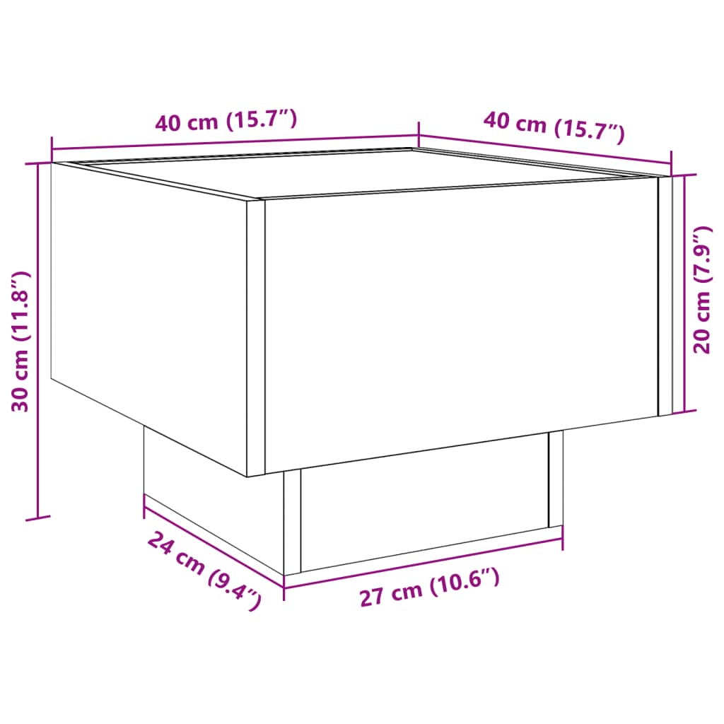 Nachttisch mit Infinity-LED Weiß 40x40x30 cm