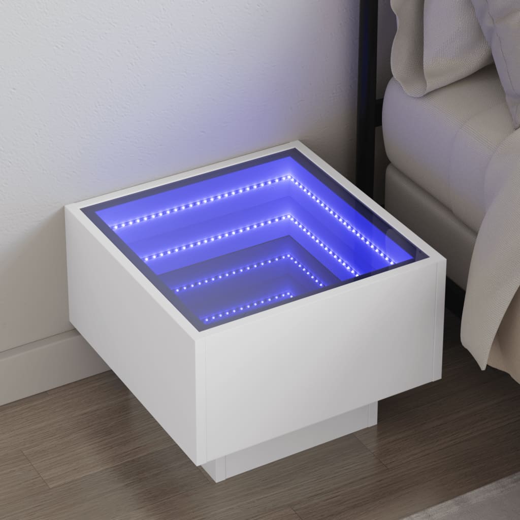 Bedside table with Infinity LED white 40x40x30 cm