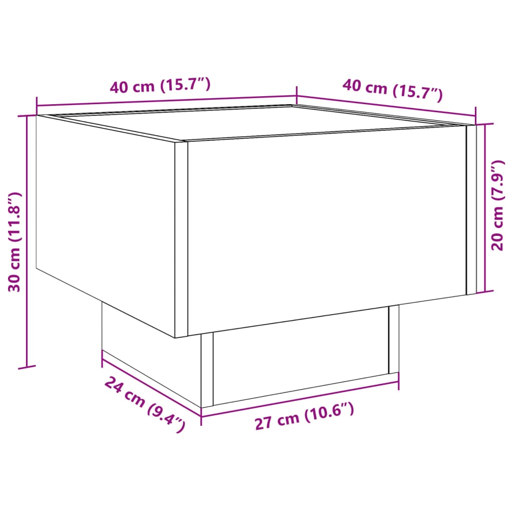 Nachttisch mit Infinity-LED Sonoma-Eiche 40x40x30 cm
