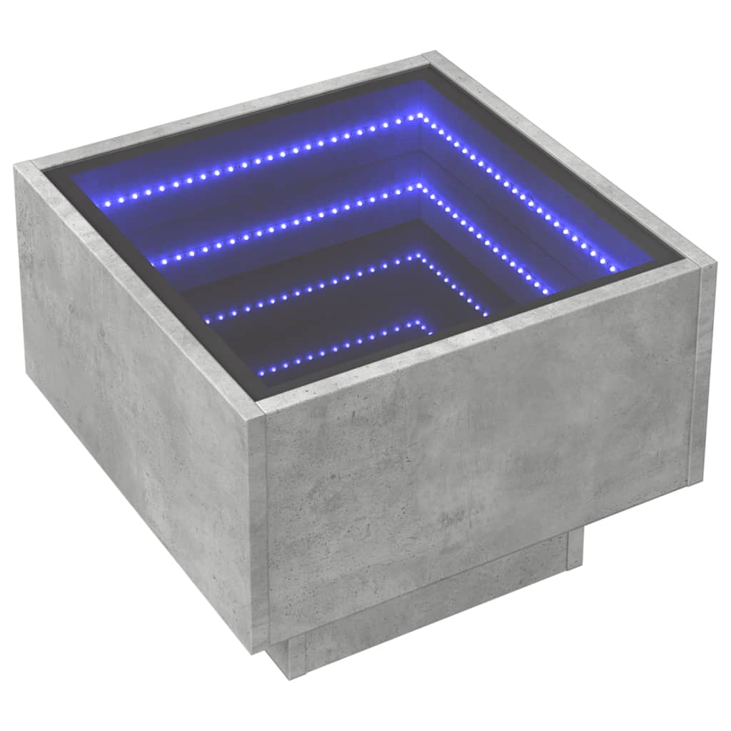 Bedside table with Infinity LED concrete grey 40x40x30 cm