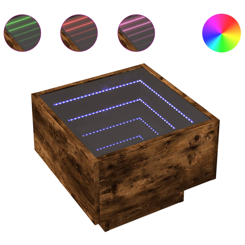 Bedside table with Infinity LED smoked oak 40x40x30 cm