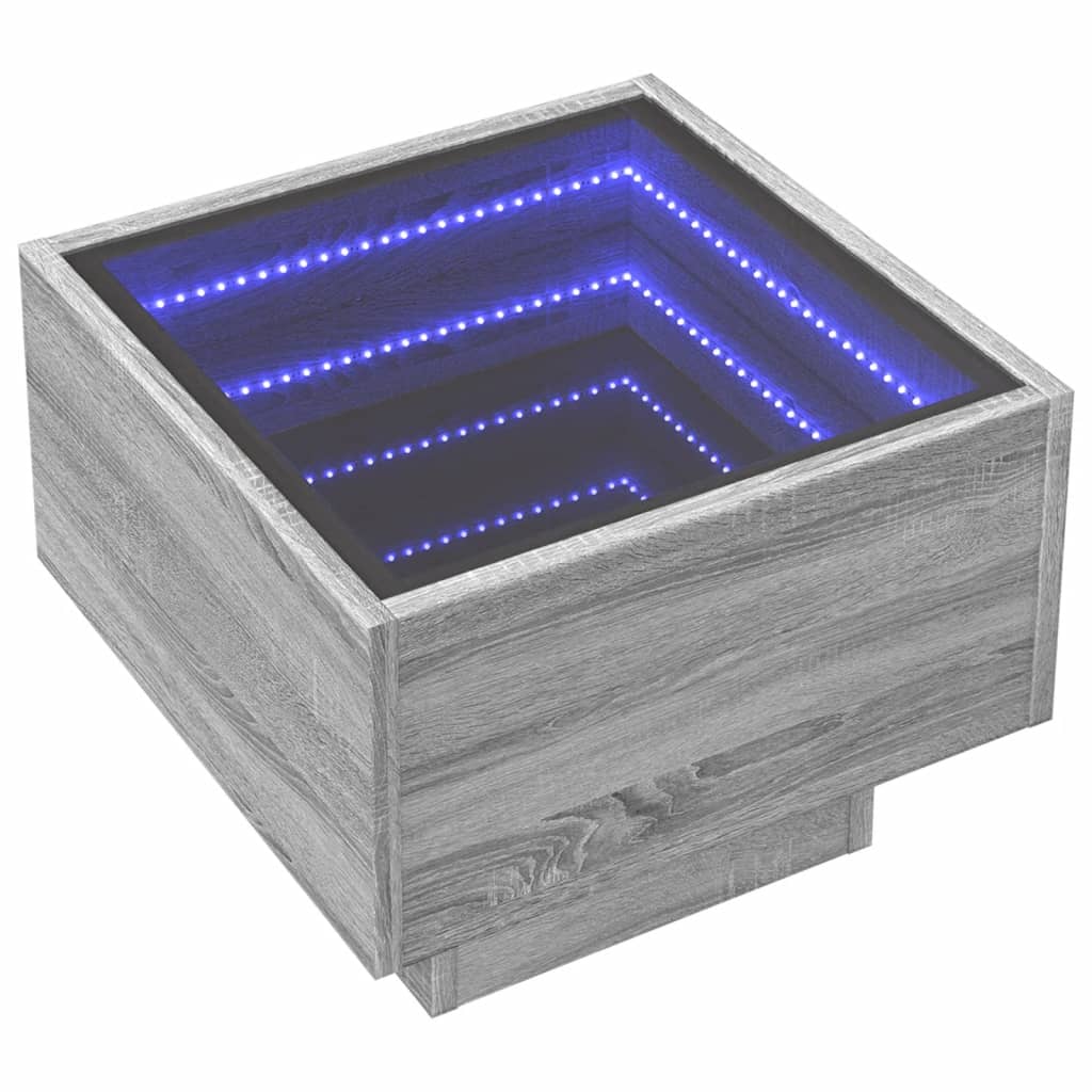 Bedside table with Infinity LED, Sonoma Grey, 40x40x30 cm