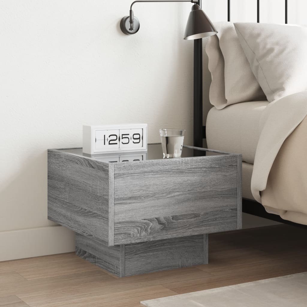 Bedside table with Infinity LED, Sonoma Grey, 40x40x30 cm