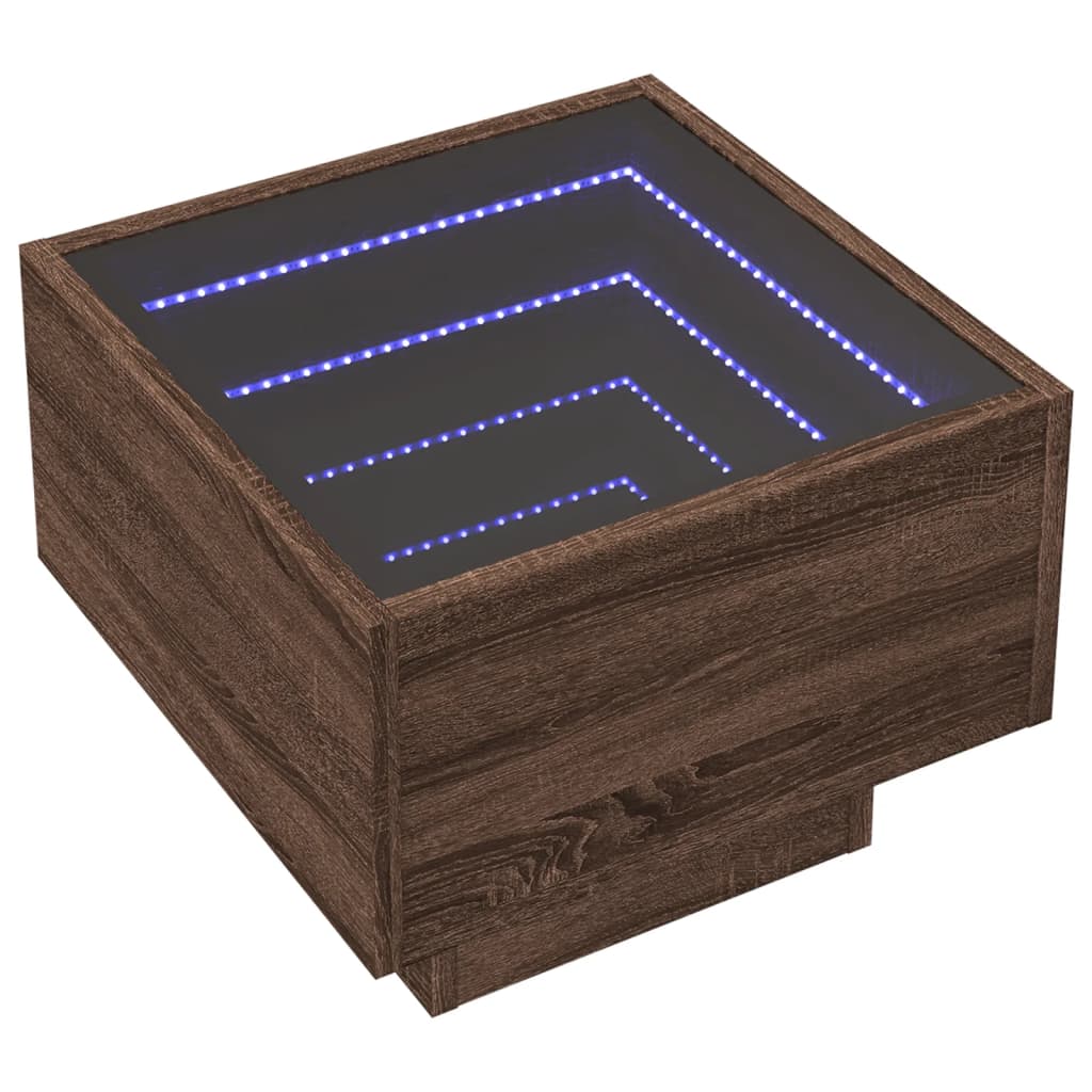 Bedside table with Infinity LED brown oak look 40x40x30 cm