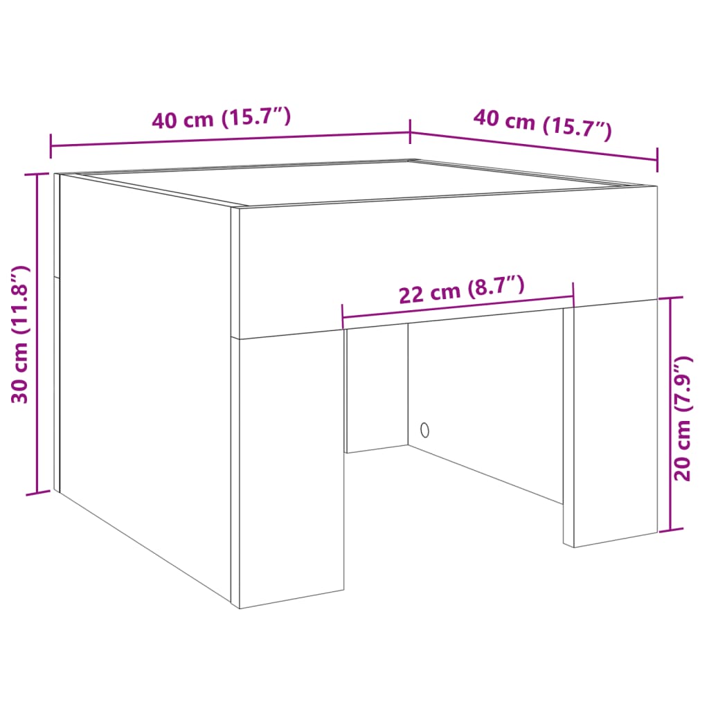 Bedside table with Infinity LED Sonoma oak 40x40x30 cm