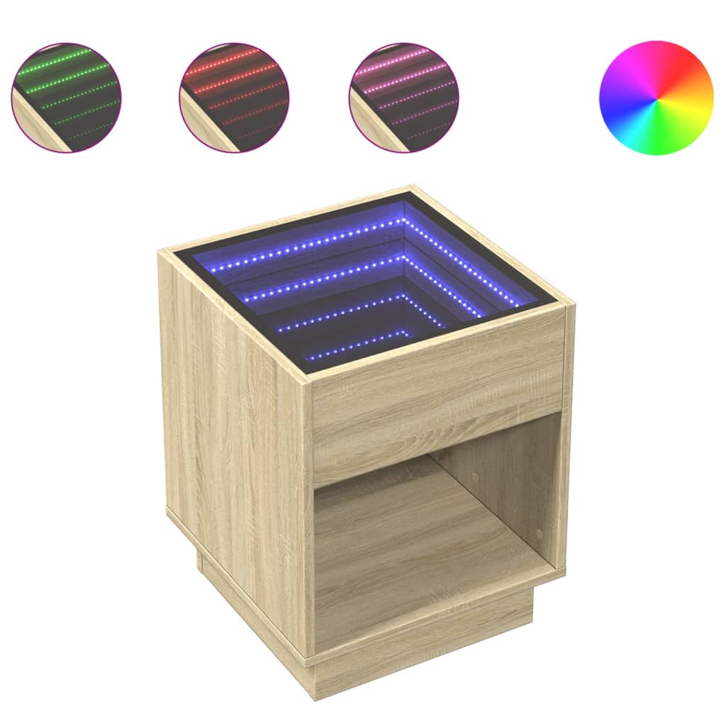 Bedside table with Infinity LED Sonoma oak 40x40x50 cm