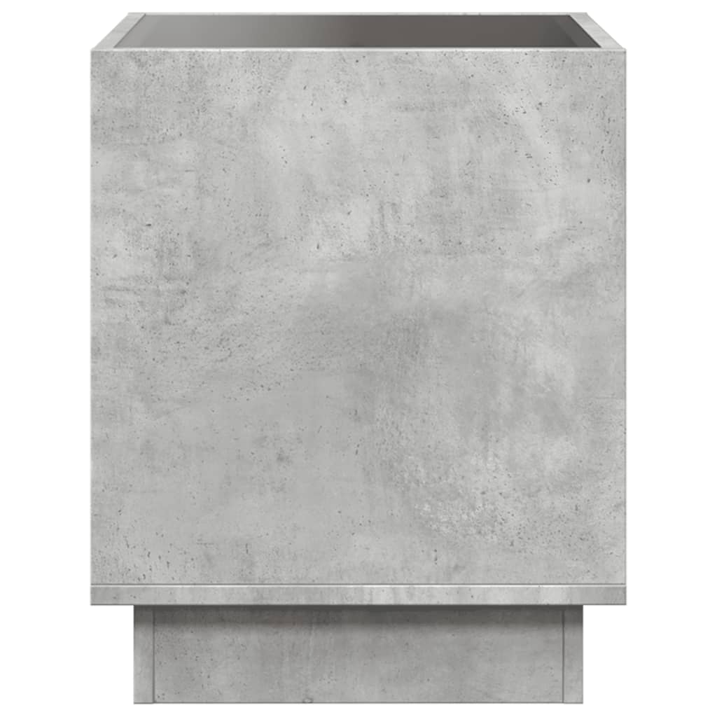 Bedside table with Infinity LED concrete grey 40x40x50 cm
