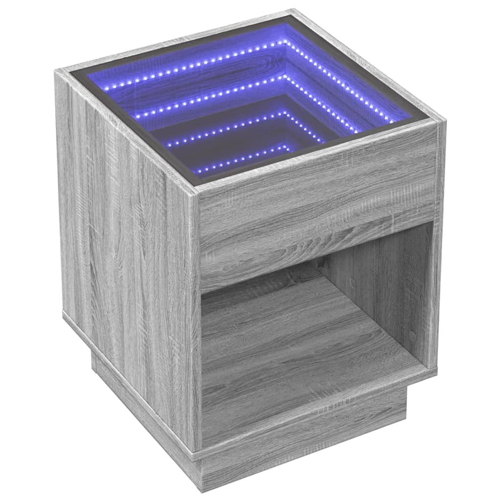 Bedside table with Infinity LED, Sonoma Grey, 40x40x50 cm
