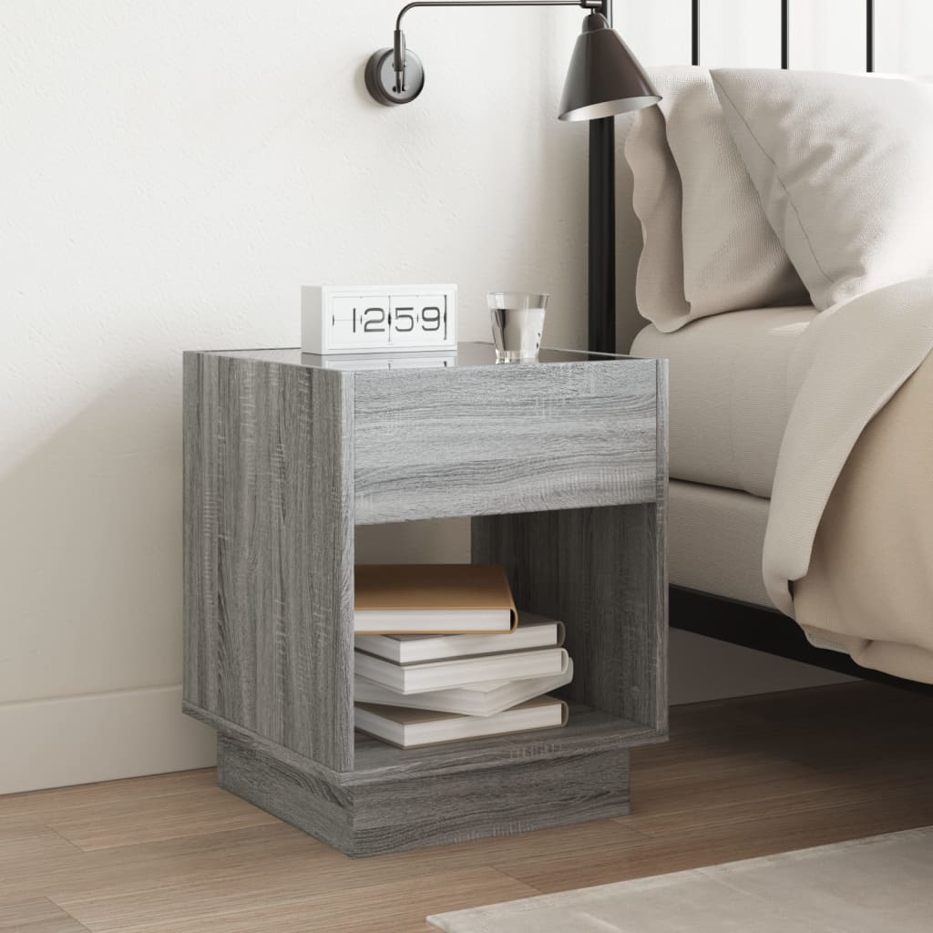 Bedside table with Infinity LED, Sonoma Grey, 40x40x50 cm