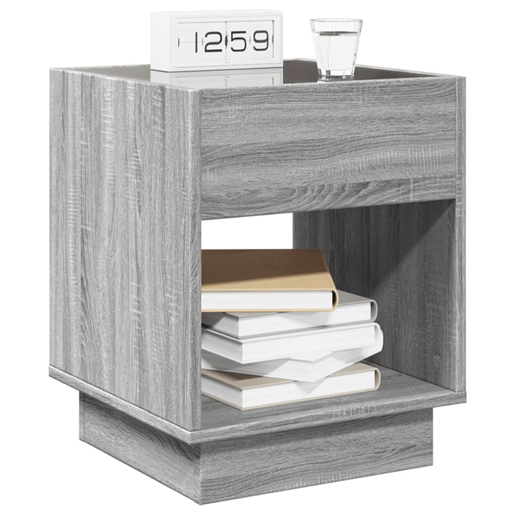 Bedside table with Infinity LED, Sonoma Grey, 40x40x50 cm