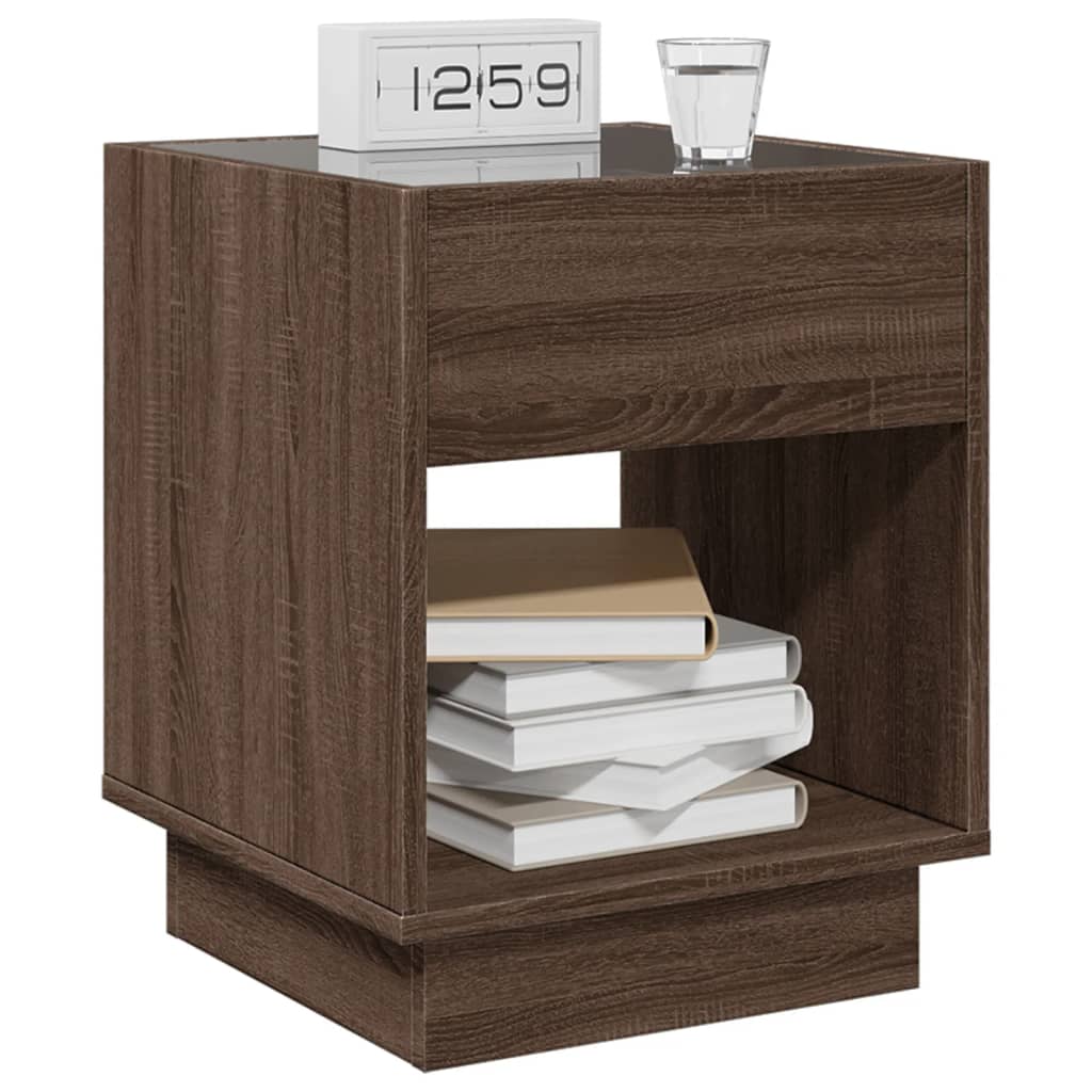 Bedside table with Infinity LED brown oak look 40x40x50 cm