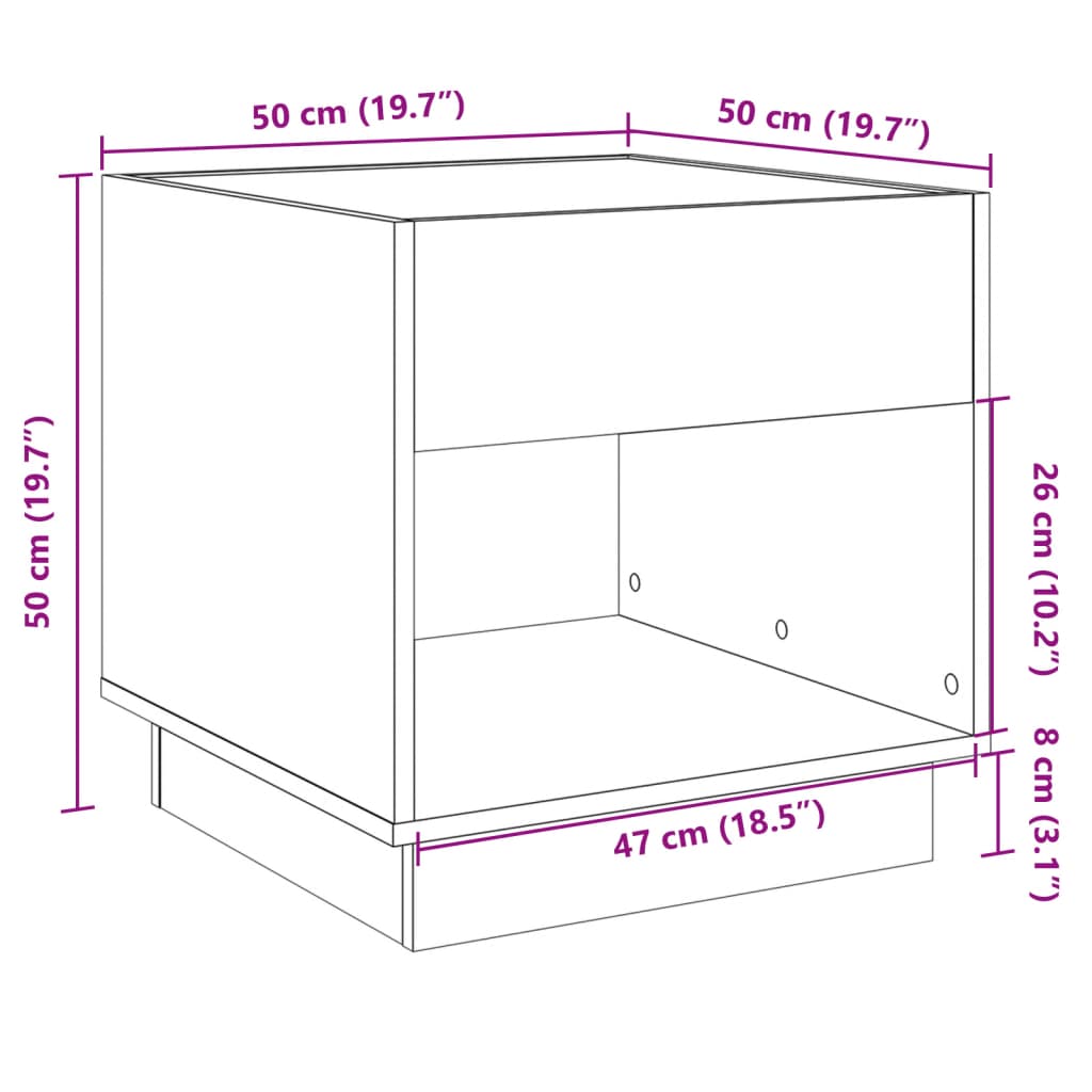 Nachttisch mit Infinity-LED Weiß 50x50x50 cm