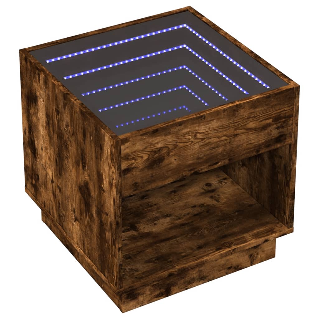 Bedside table with Infinity LED smoked oak 50x50x50 cm
