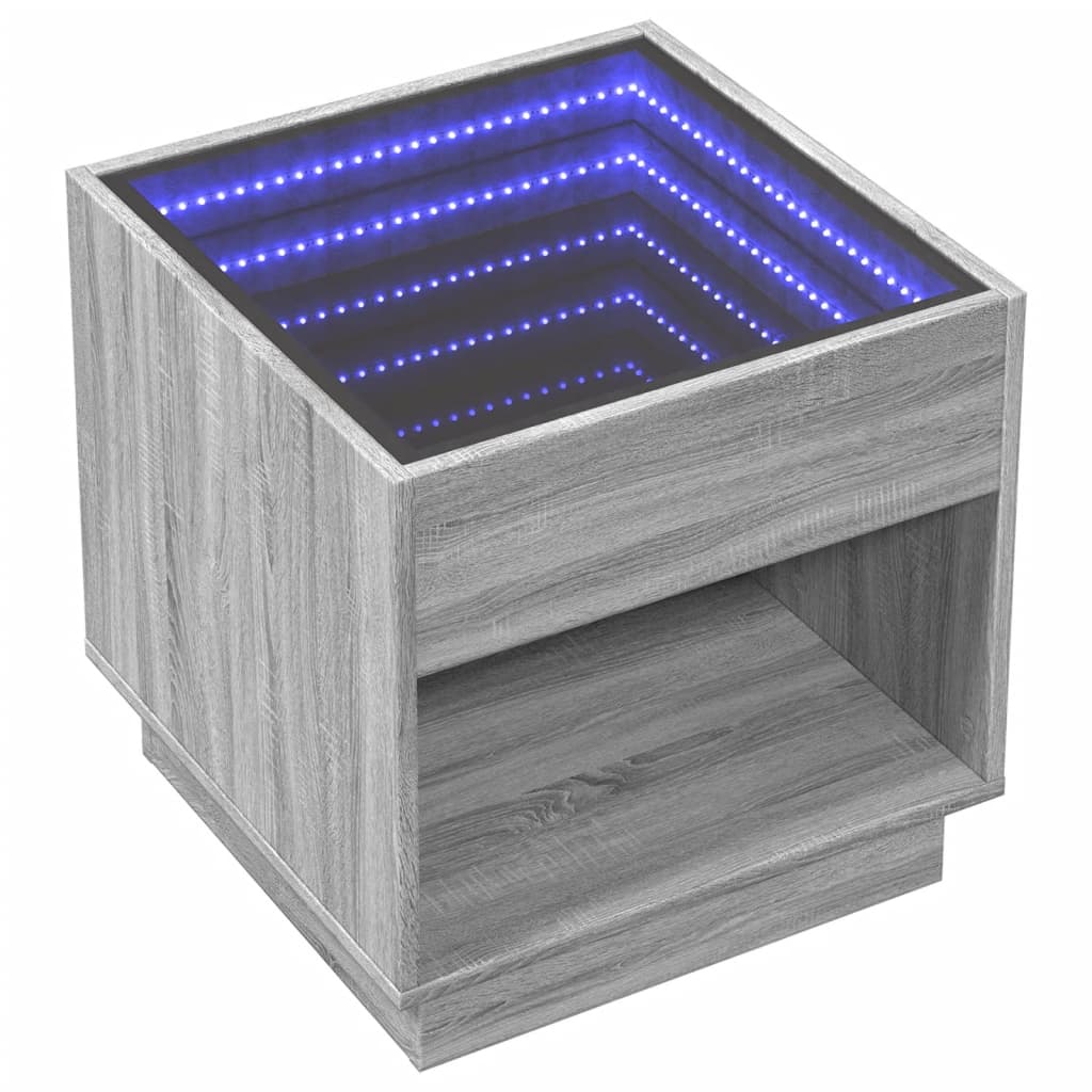 Bedside table with Infinity LED, Sonoma Grey, 50x50x50 cm