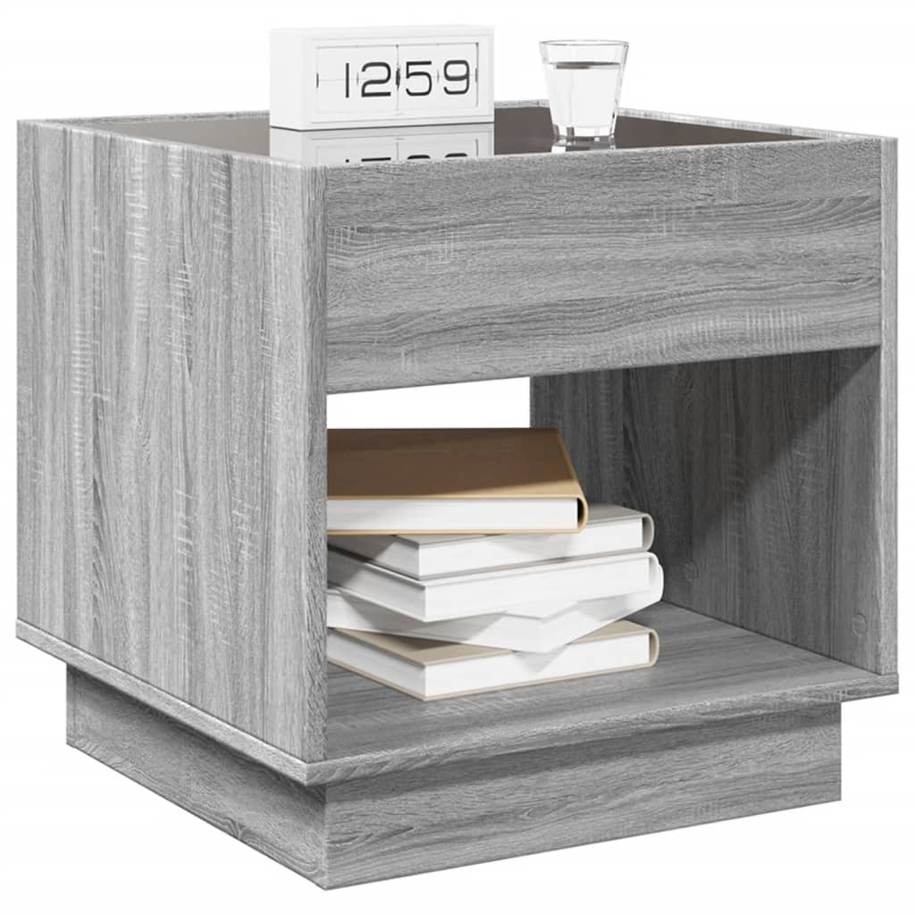 Bedside table with Infinity LED, Sonoma Grey, 50x50x50 cm