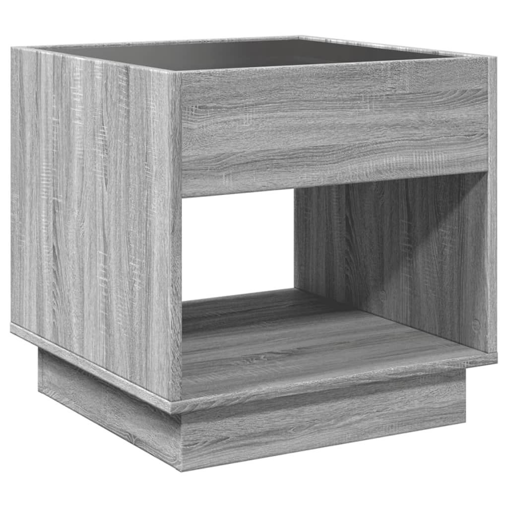 Bedside table with Infinity LED, Sonoma Grey, 50x50x50 cm