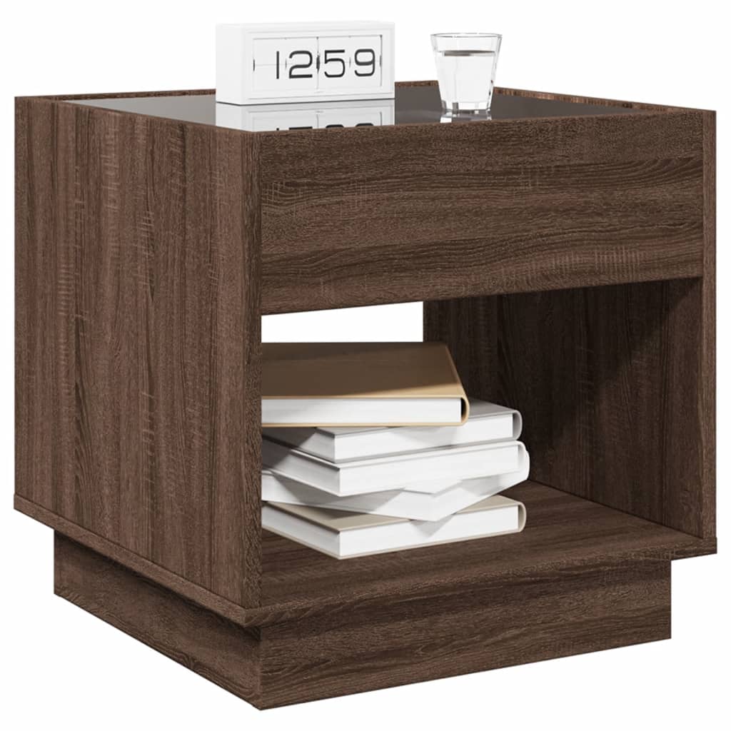 Bedside table with Infinity LED brown oak look 50x50x50 cm