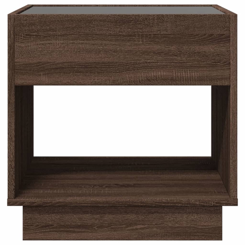 Bedside table with Infinity LED brown oak look 50x50x50 cm