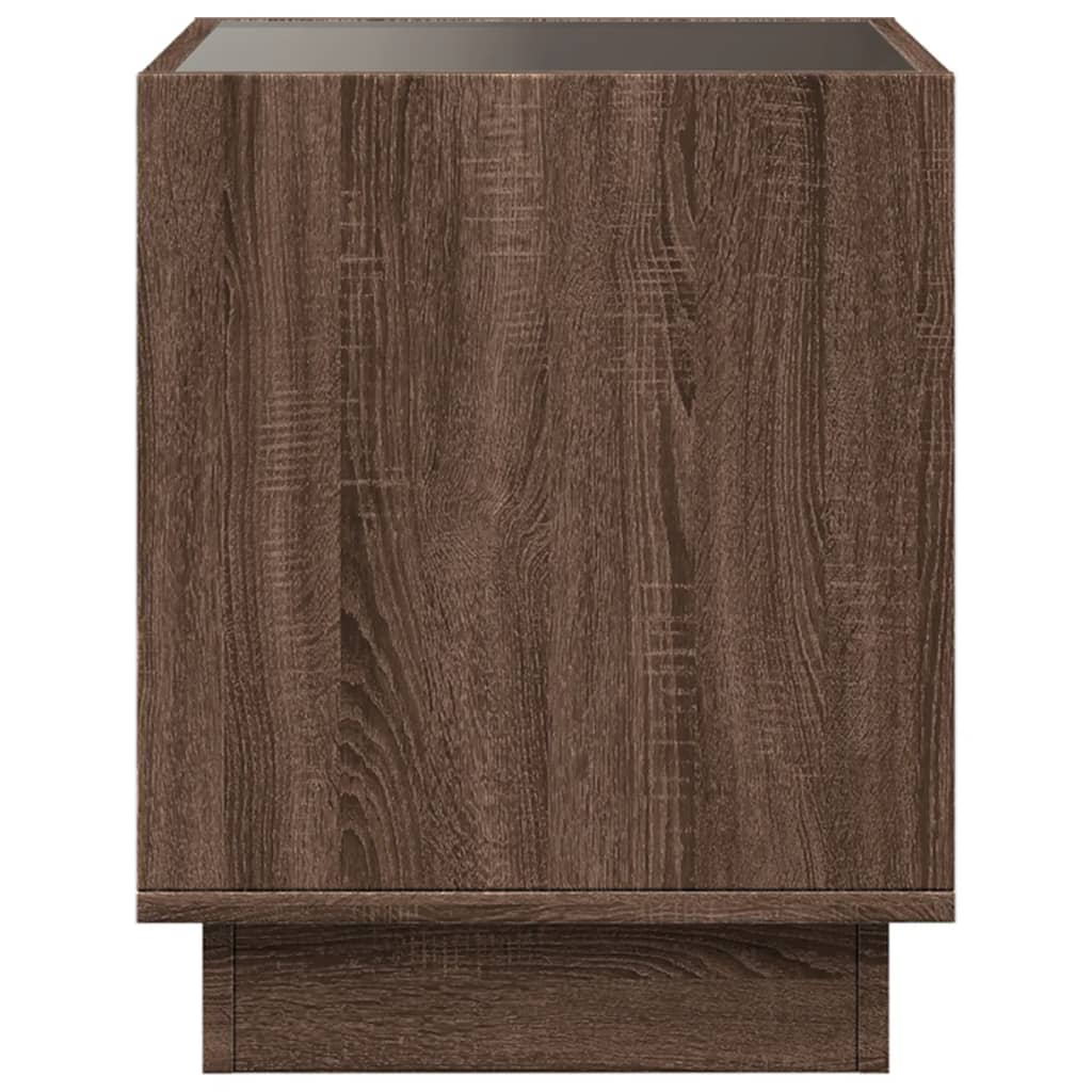 Bedside table with Infinity LED brown oak look 50x50x50 cm