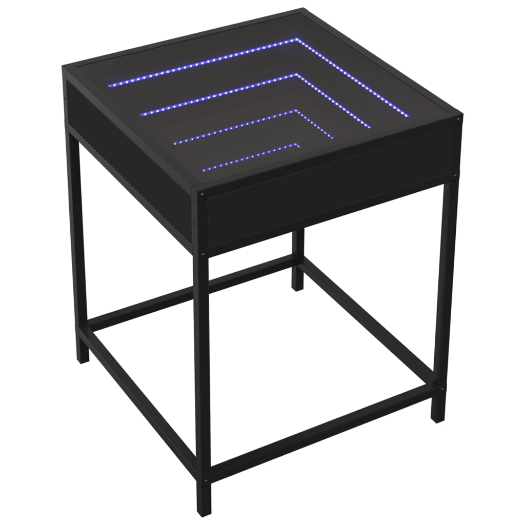Bedside table with Infinity LED Black 40x40x51 cm