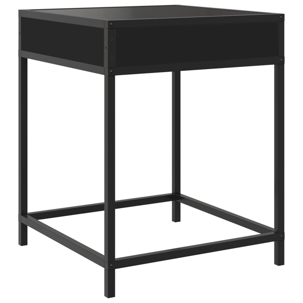 Bedside table with Infinity LED Black 40x40x51 cm