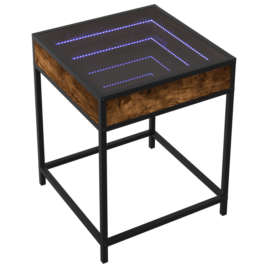 Bedside table with Infinity LED smoked oak 40x40x51 cm