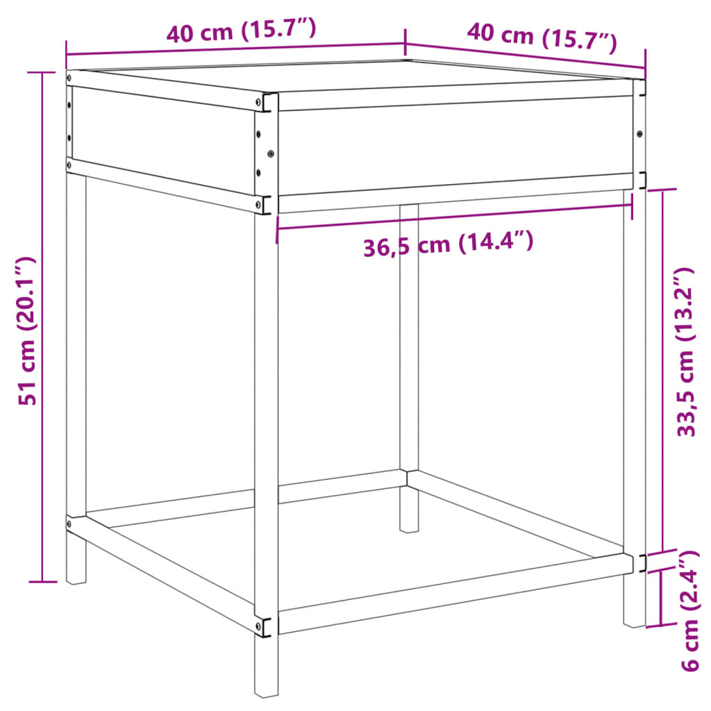 Nachttisch mit Infinity-LED Räuchereiche 40x40x51 cm