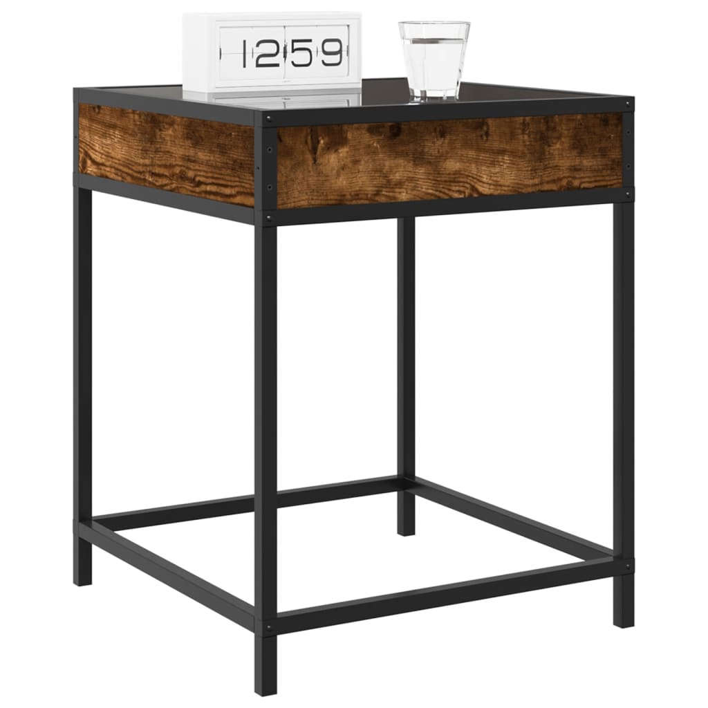 Bedside table with Infinity LED smoked oak 40x40x51 cm