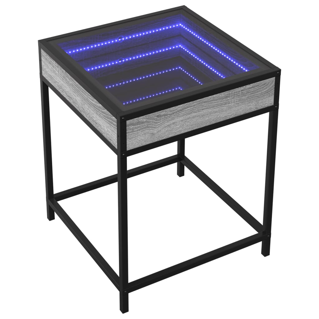 Bedside table with Infinity LED, Sonoma Grey, 40x40x51 cm
