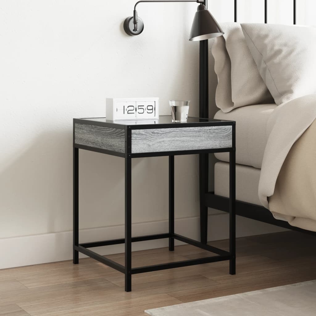 Bedside table with Infinity LED, Sonoma Grey, 40x40x51 cm