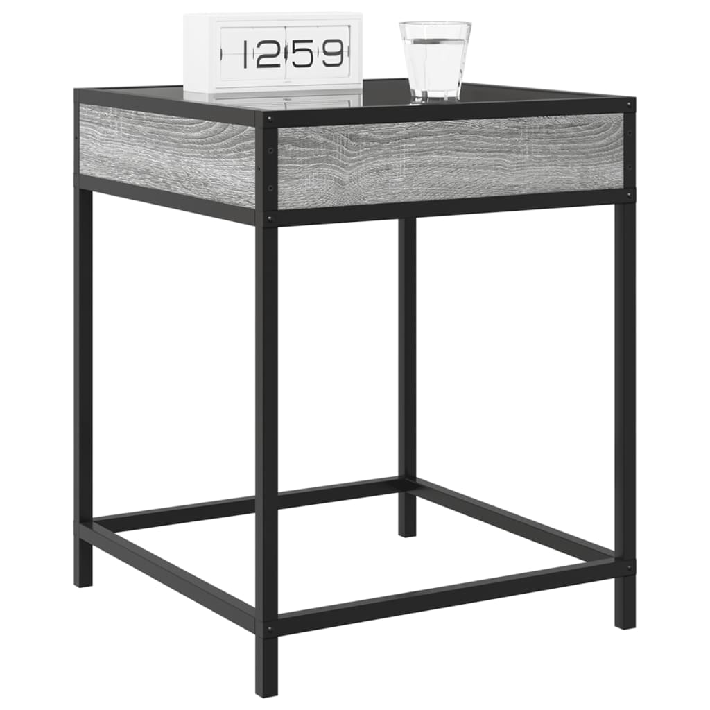 Bedside table with Infinity LED, Sonoma Grey, 40x40x51 cm