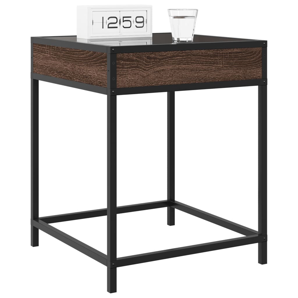 Bedside table with Infinity LED brown oak look 40x40x51 cm