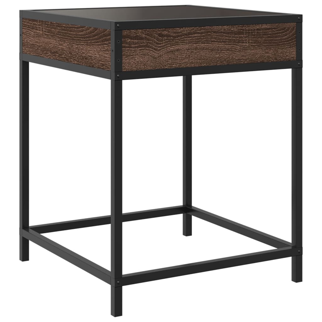 Bedside table with Infinity LED brown oak look 40x40x51 cm