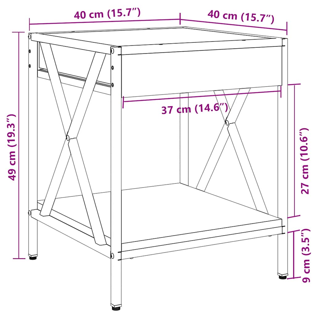 Nachttisch mit Infinity-LED Schwarz 40x40x49 cm